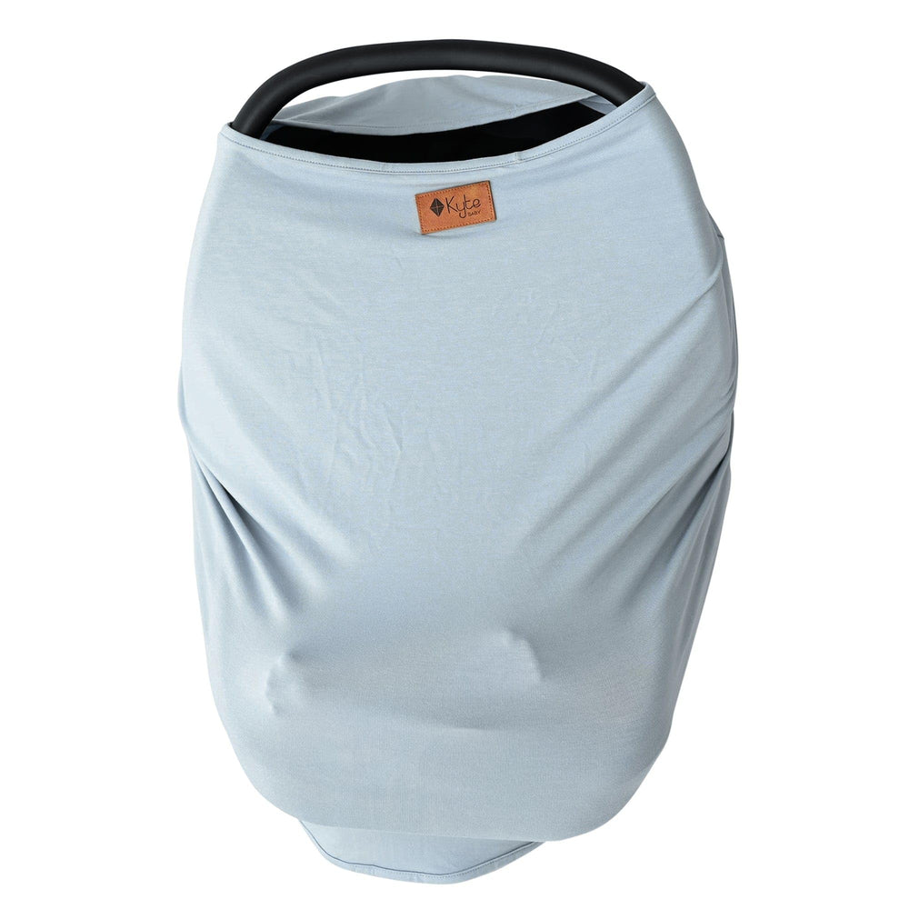 KYTE BABY bamboo car seat cover in fog, front view offering breathable baby protection.
