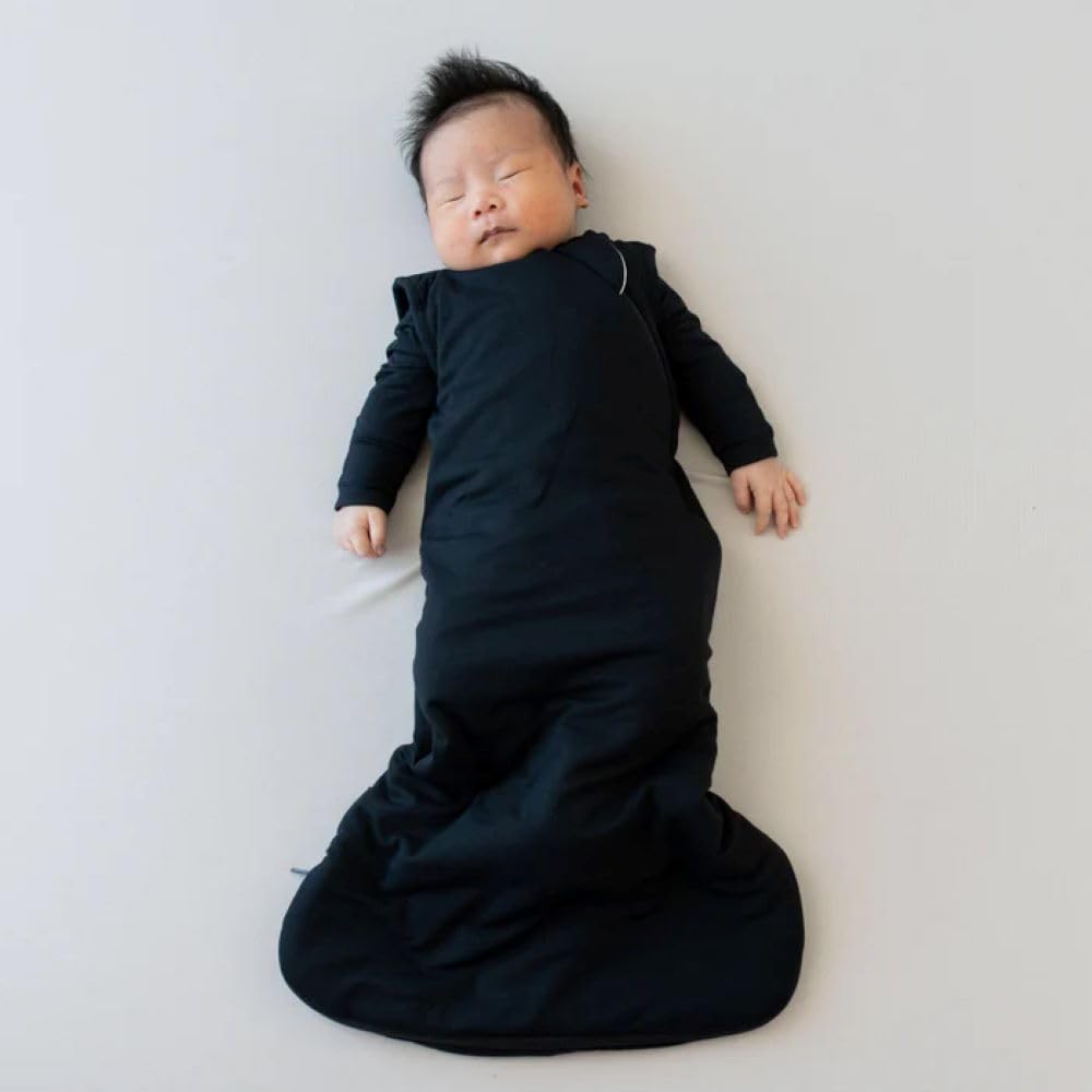 KYTE BABY bamboo sleep bag midnight outer closeup highlights fabric texture and breathable comfort.