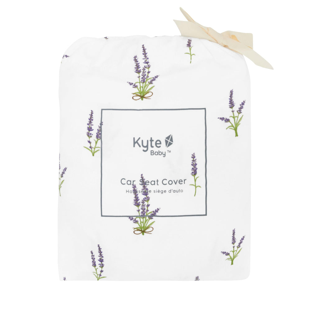 KYTE BABY car seat cover lavender in use as nursing or shopping cart cover