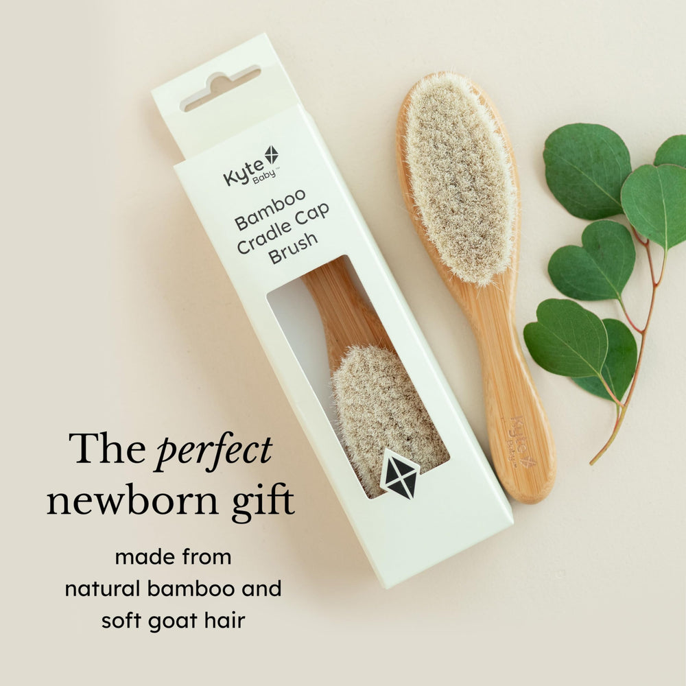 Kyte Baby bamboo brush for infants suits gift registry and heirloom quality.