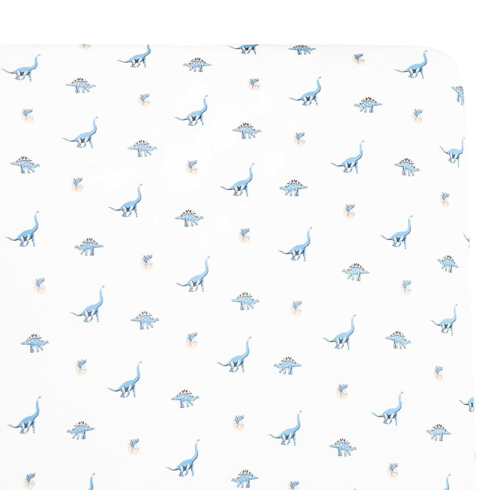 Kyte Baby Jurassic crib sheet pattern detail for playful nursery decor.