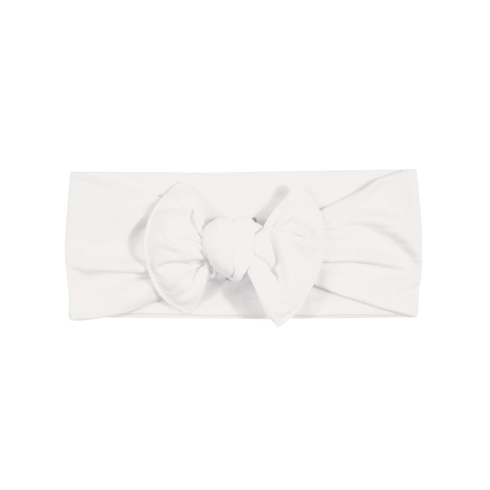 KYTE BABY rayon bamboo bow in cloud color for 3-6 months, soft and breathable.