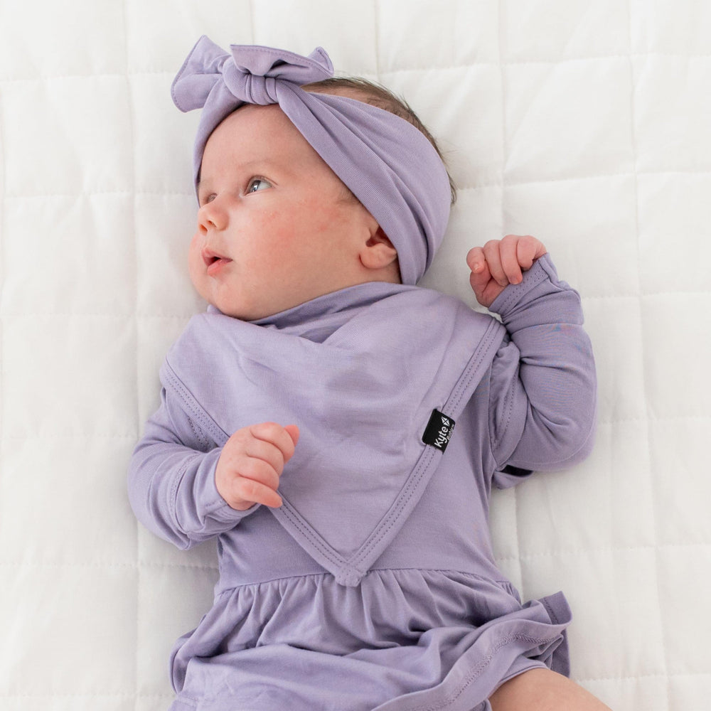 KYTE BABY rayon bamboo bow taro, on baby outfit, lightweight accessory for cute ensembles