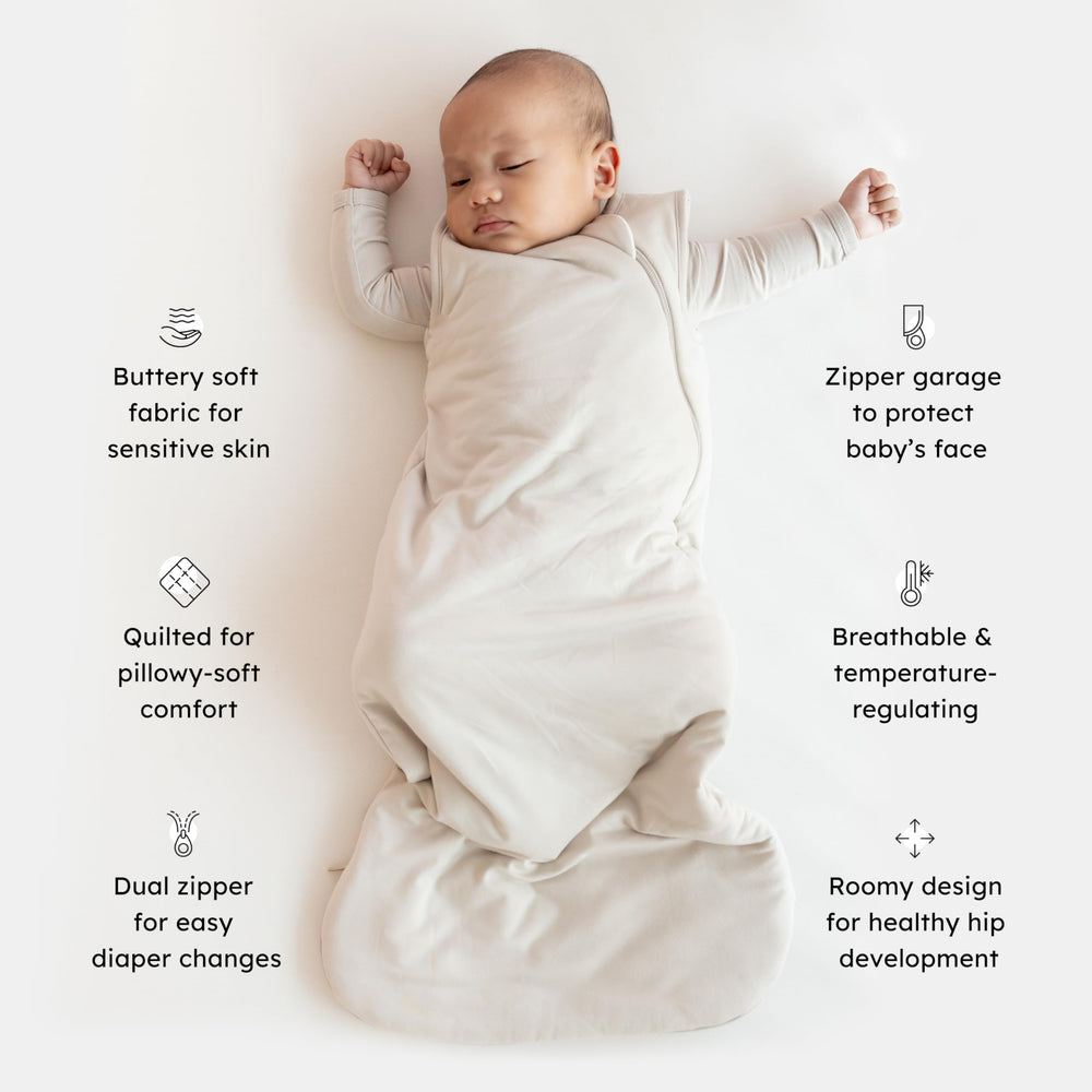 KYTE BABY sleep bag fabric closeup emphasizes soft, breathable bamboo fibers