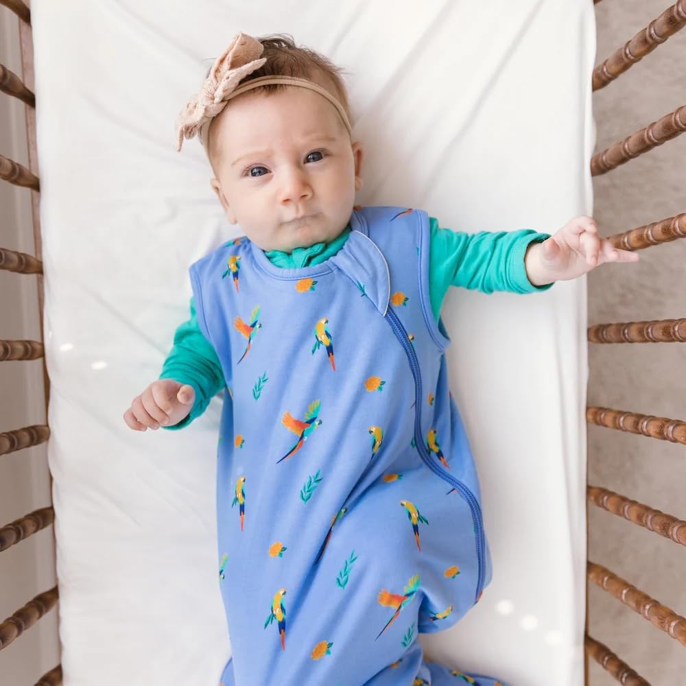 Kyte Baby Jurassic graphic pattern on sleep bag adds playful color for bedtime
