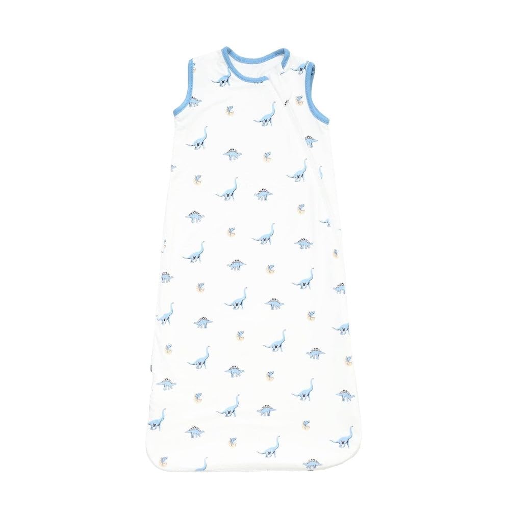KYTE BABY sleep bag Jurassic graphic highlights breathable bamboo fabric for cozy nights.