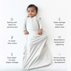KYTE BABY sleep bag Sakura worn by baby demonstrates cozy, wearable warmth.