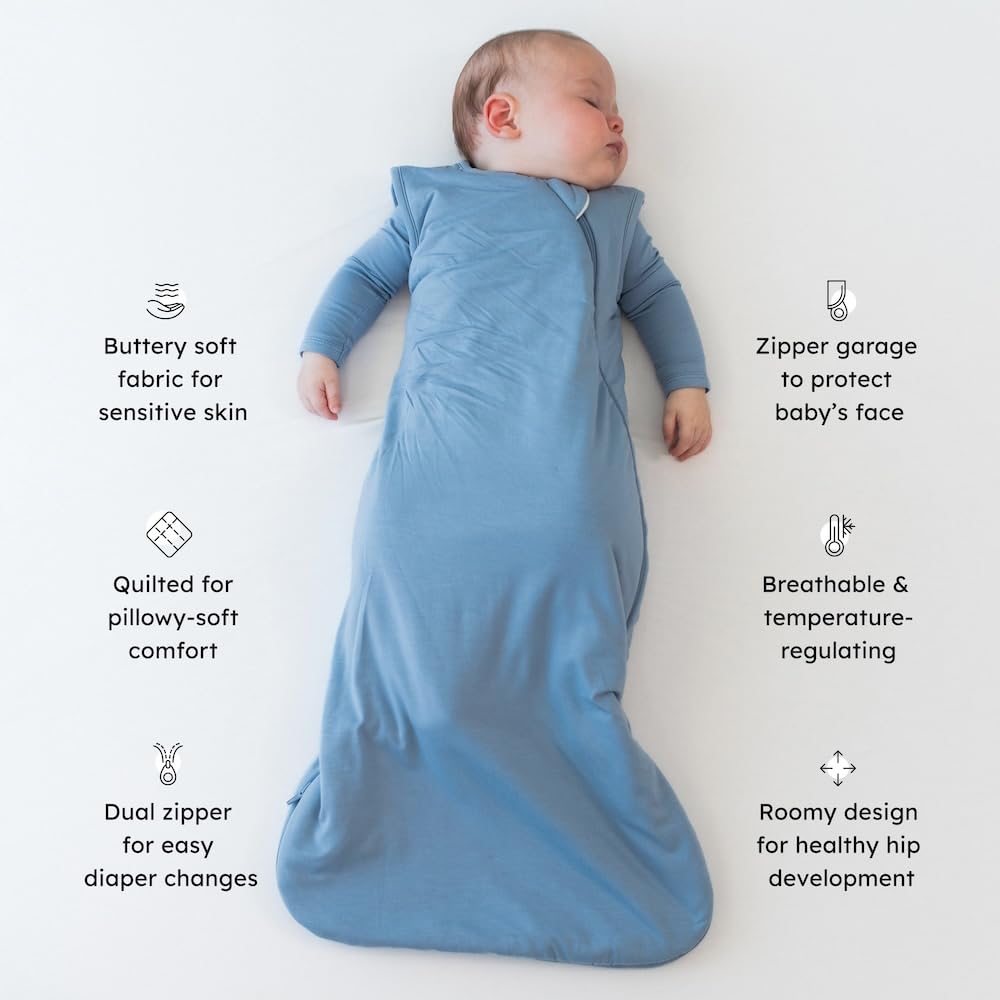 KYTE BABY sleep bag small slate fabric detail highlights bamboo rayon blend