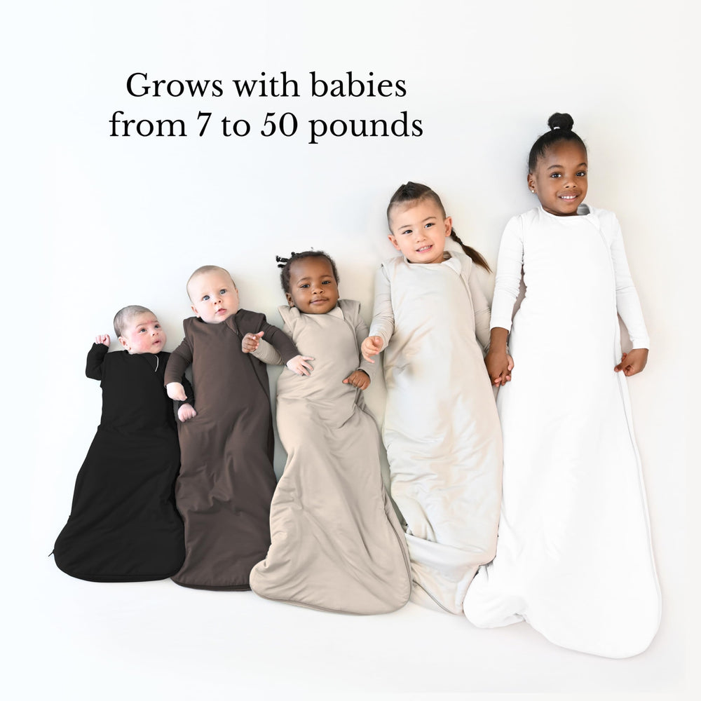 KYTE BABY sleep bag 1.0 tog tag indicates suitable warmth for mild rooms.