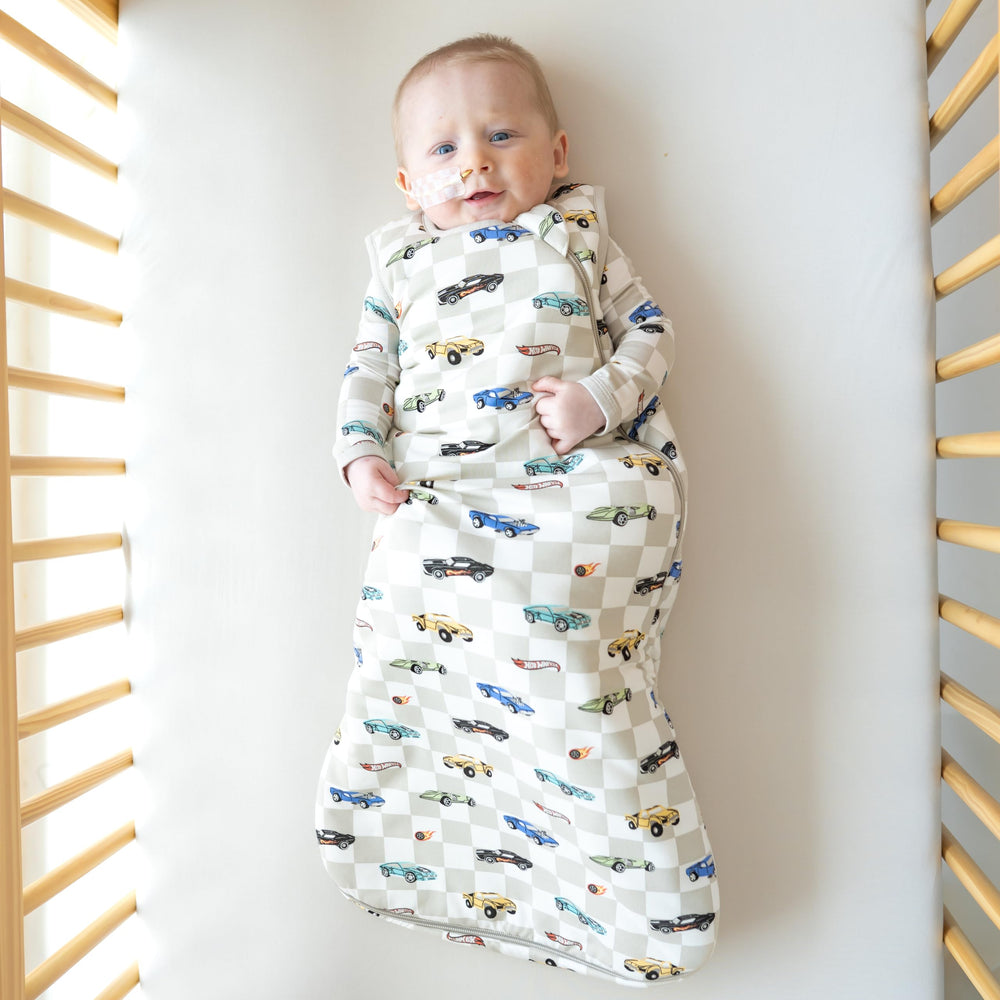 KYTE BABY sleep bag worn as a wearable blanket for easy snuggles.