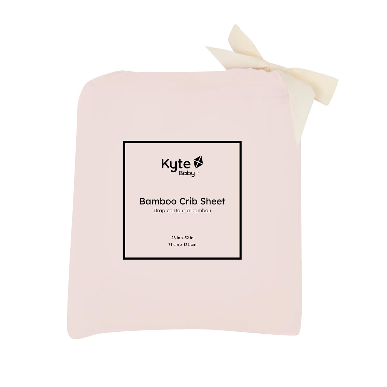 Kyte Baby Soft Crib Sheet brand label photo highlights trusted bamboo-based fabric