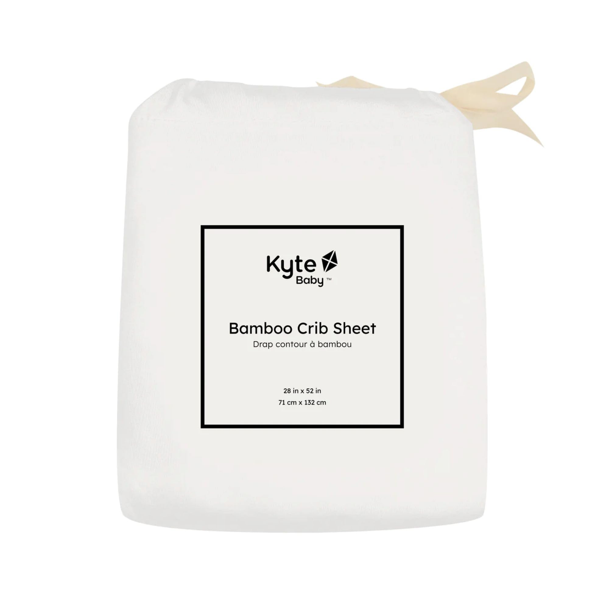 Kyte Baby Soft Crib Sheet Cloud shows flat-lay packaging and contents