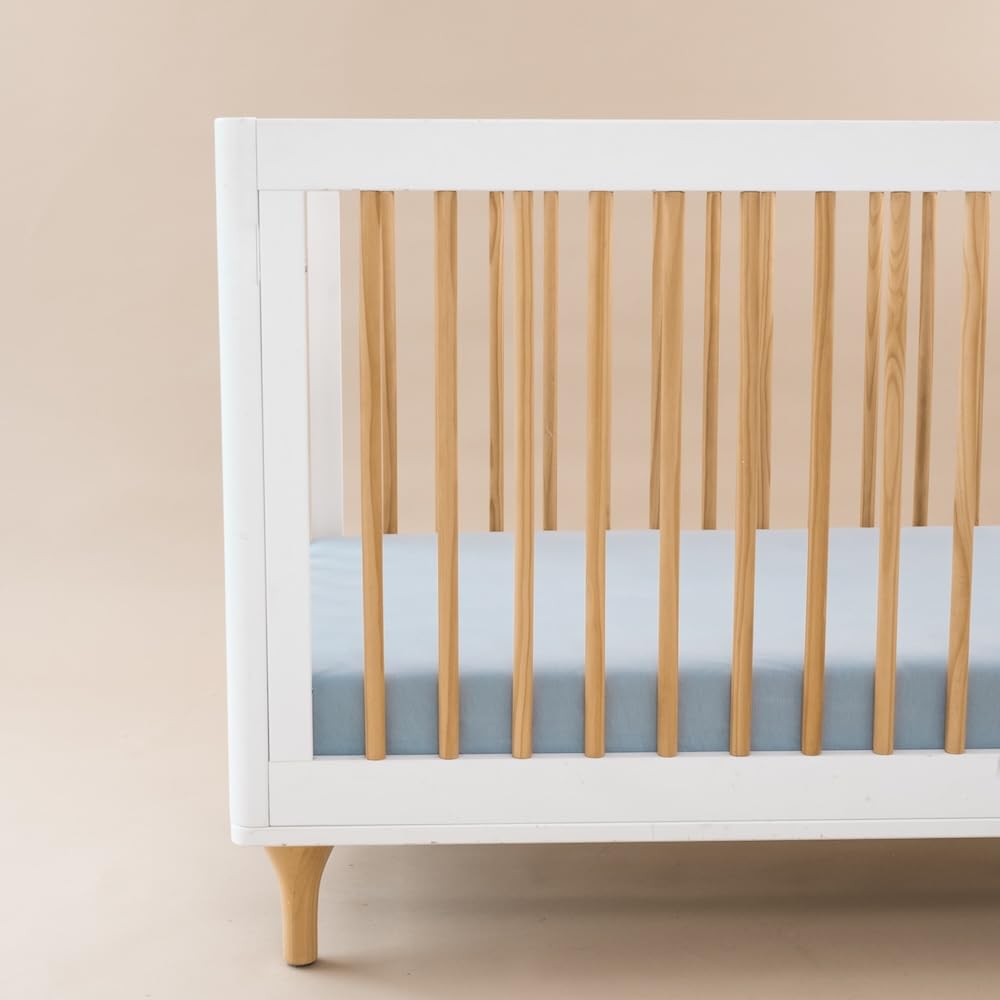 Kyte Baby Soft Crib Sheet Fog closeup weave highlights silky bamboo rayon texture.