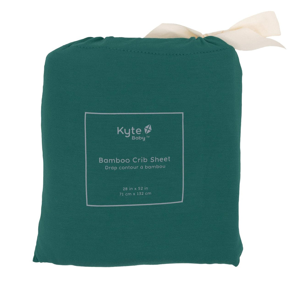 Kyte Baby Emerald sheet in nursery conveys calm, breathable sleep environment