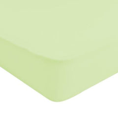 Kyte Baby pistachio crib sheet fabric closeup shows silky bamboo texture for gentle sleep