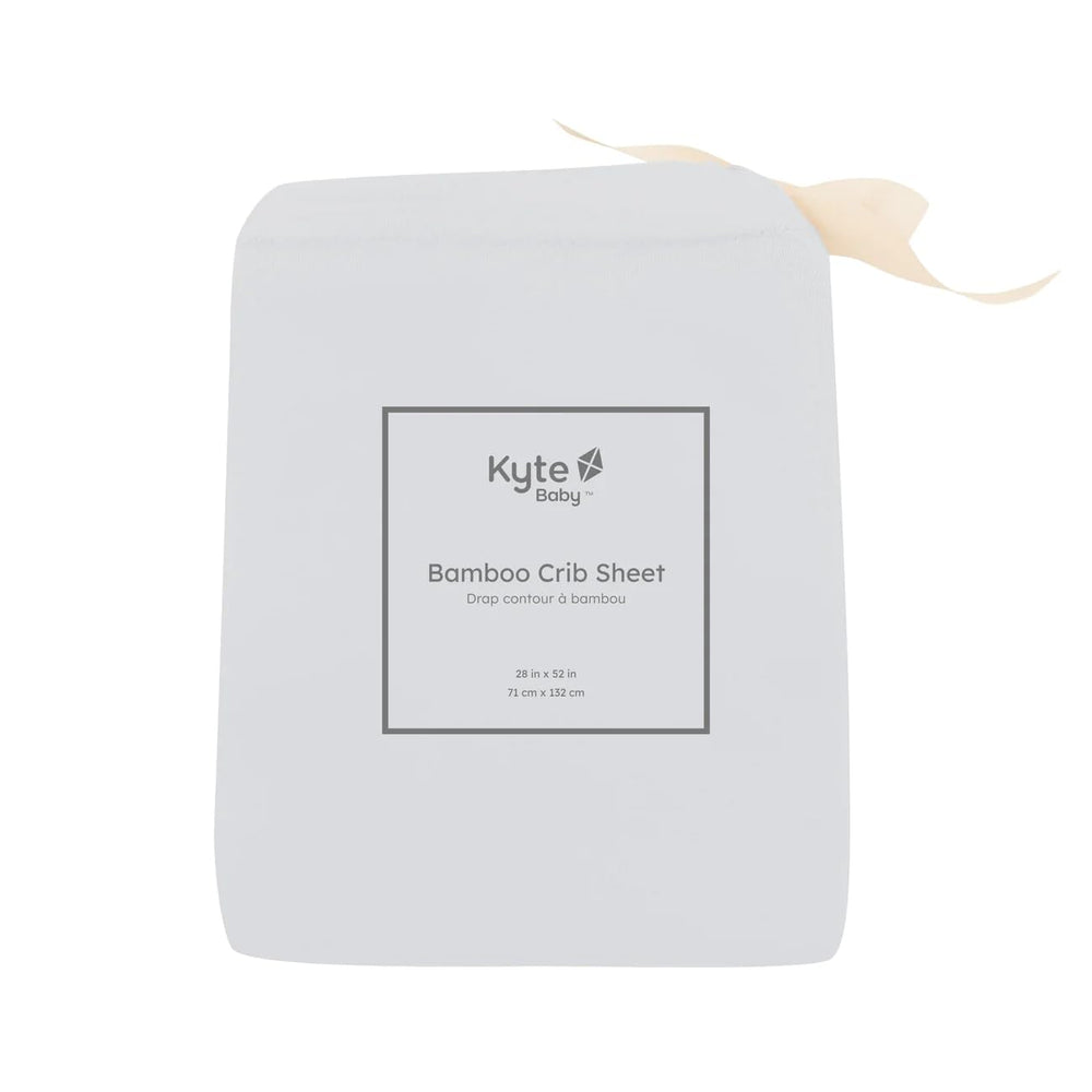 KYTE BABY Soft Crib Sheet Storm laid on standard 28x52 crib mattress as reference.