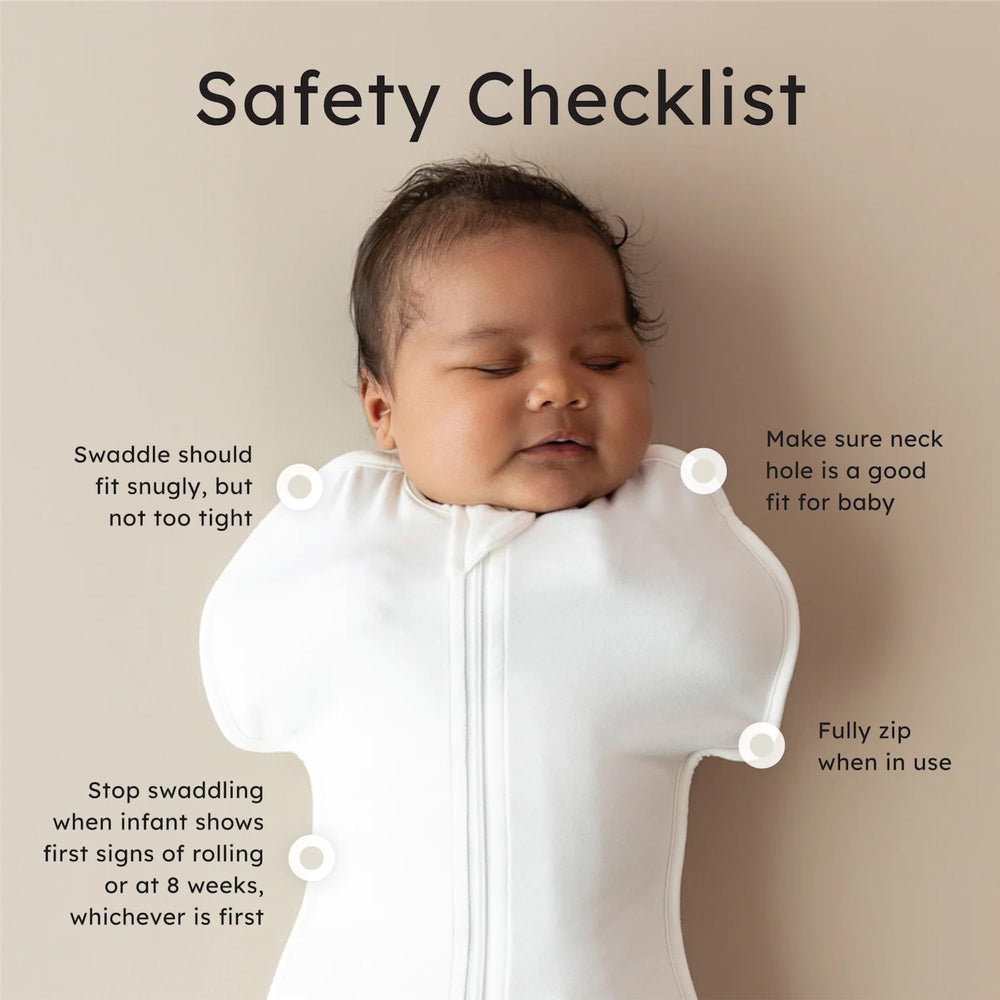 KYTE BABY Swaddle Cloud 0.5 Zip Close—zip closure for quick, fuss-free swaddling.