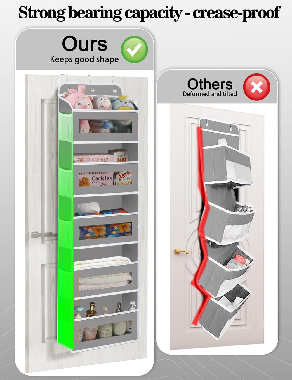 KYEVIS Over The Door Organizer in dorm or nursery demonstrates space-saving versatility.