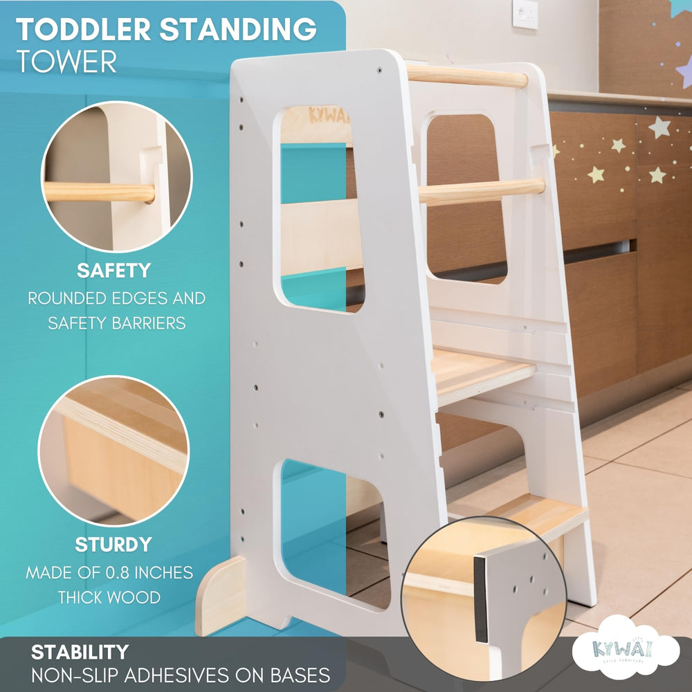KYWAI Toddler Stool anti-tip legs provide stable balance during daily activities.