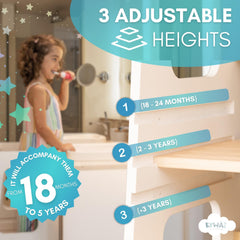 KYWAI Toddler Step Stool non-slip stickers secure feet and boost confidence.