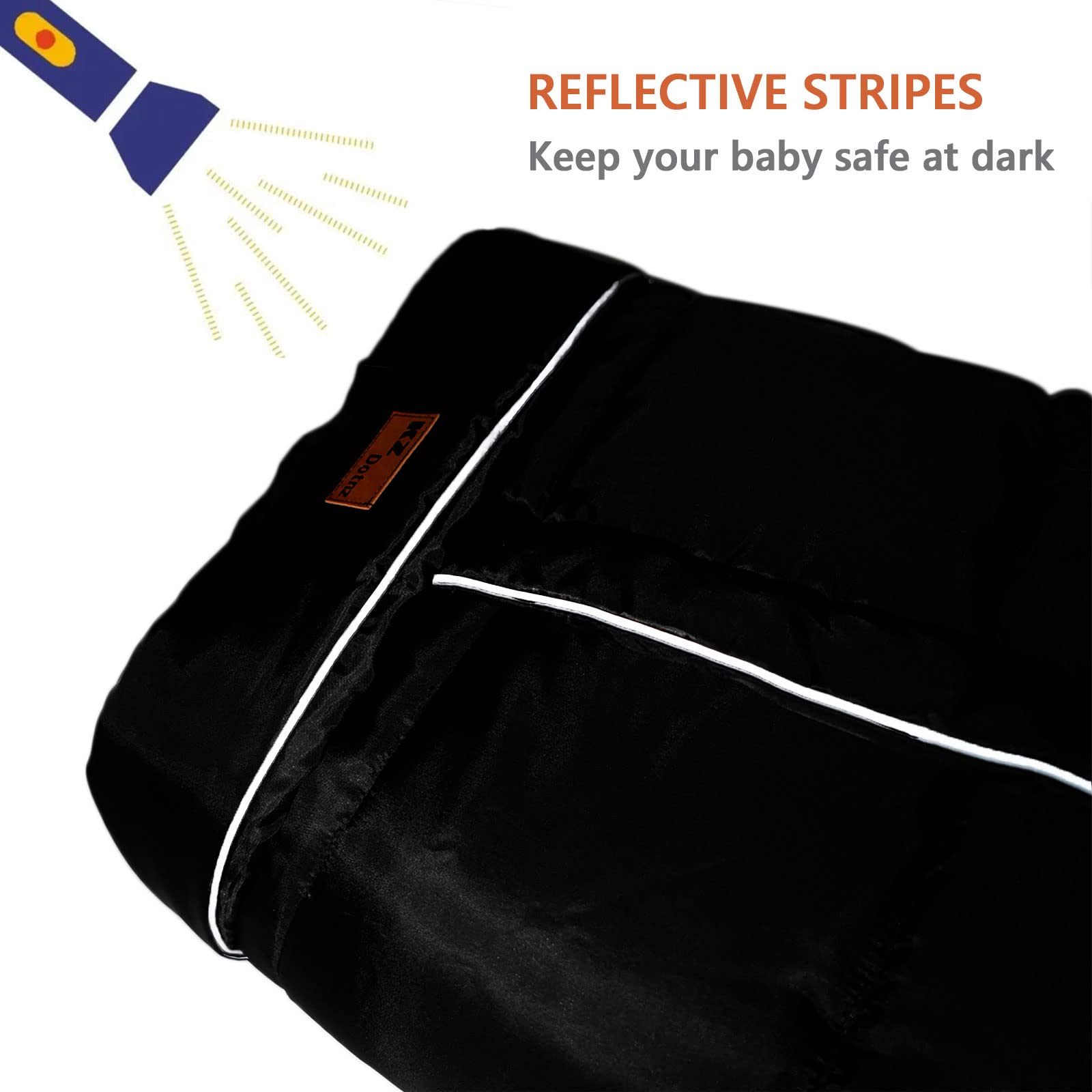 KZ Dotnz back Velcro harness keeps baby secure in stroller.