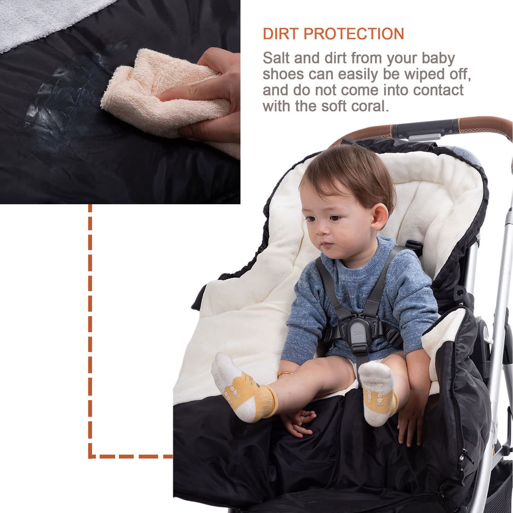 KZ Dotnz footmuff center zip design enables easy in and out for baby.