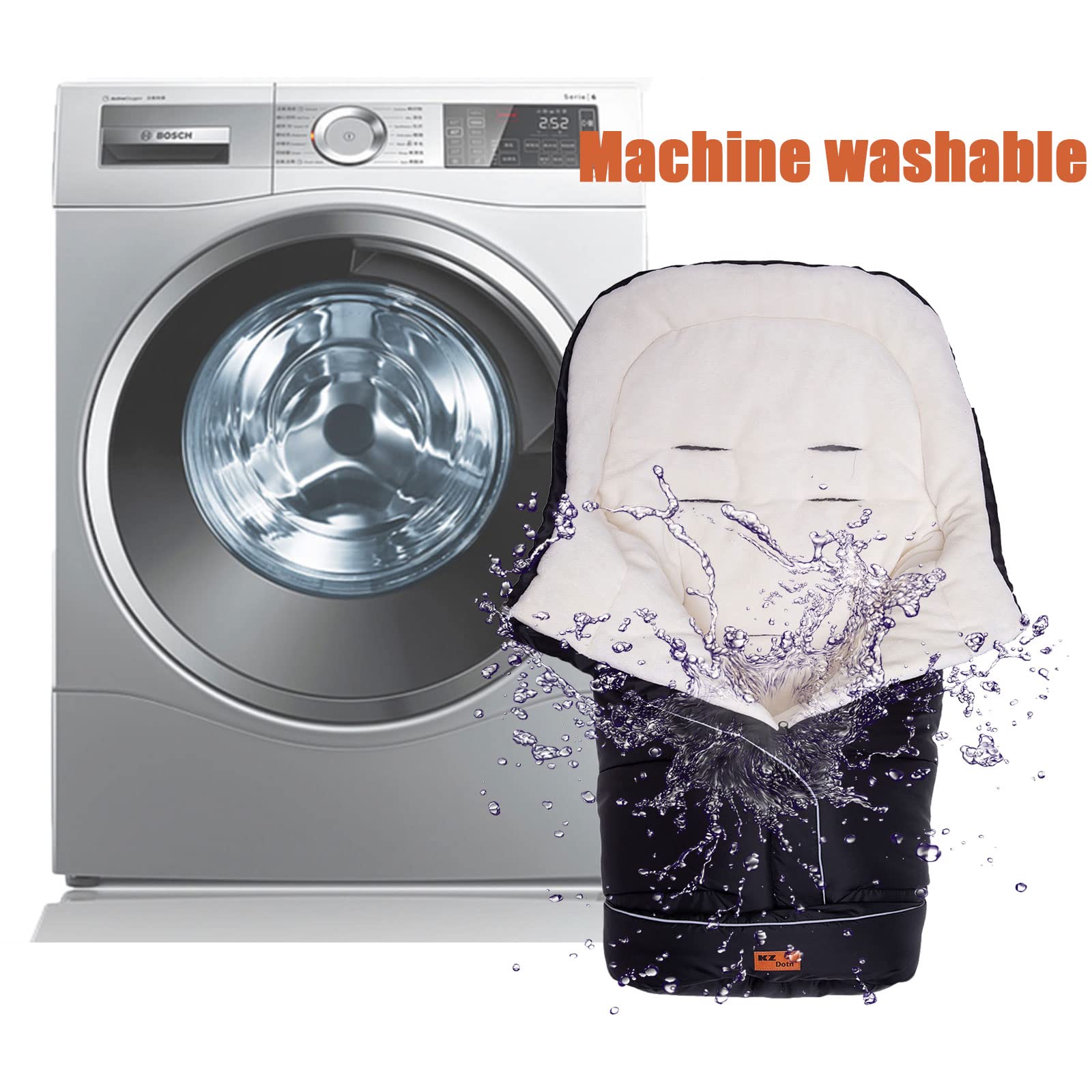 KZ Dotnz footmuff is machine washable at 30°C for easy care.