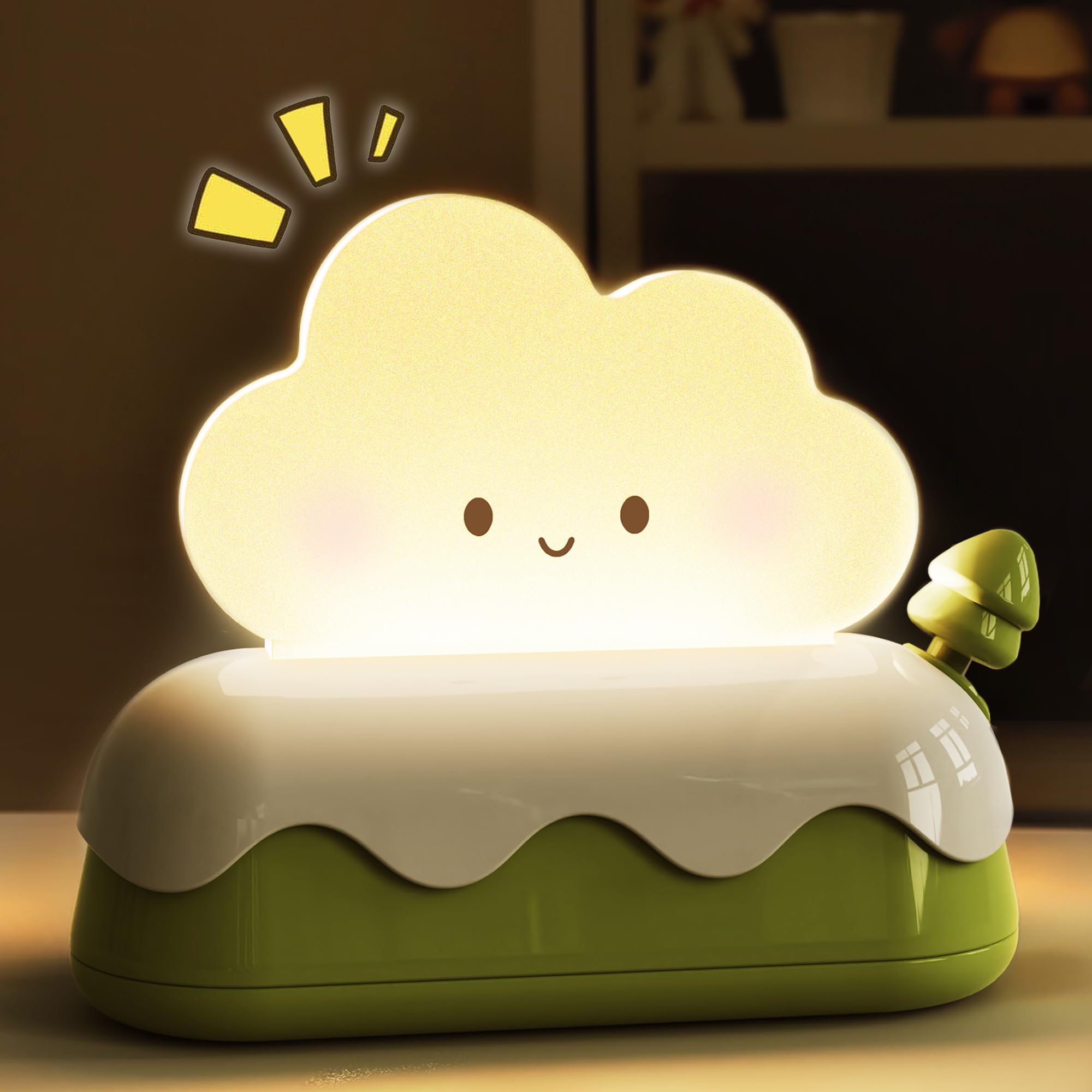 L LOHAS LED cloud lamp on a desk adds playful mood and gentle light