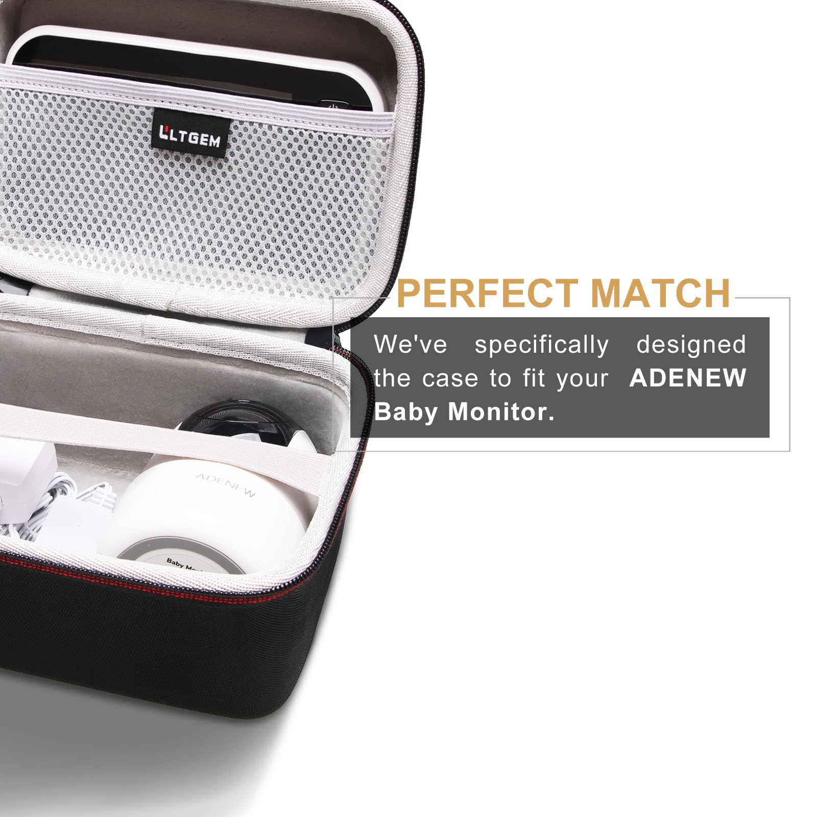L LTGEM case features 360-degree zipper for smooth opening.