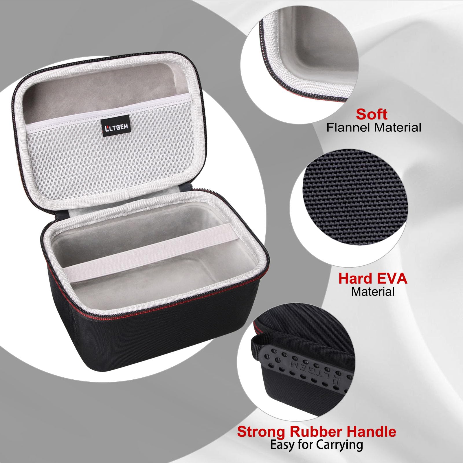 L LTGEM hard protective carrying bag protects monitors during travel.