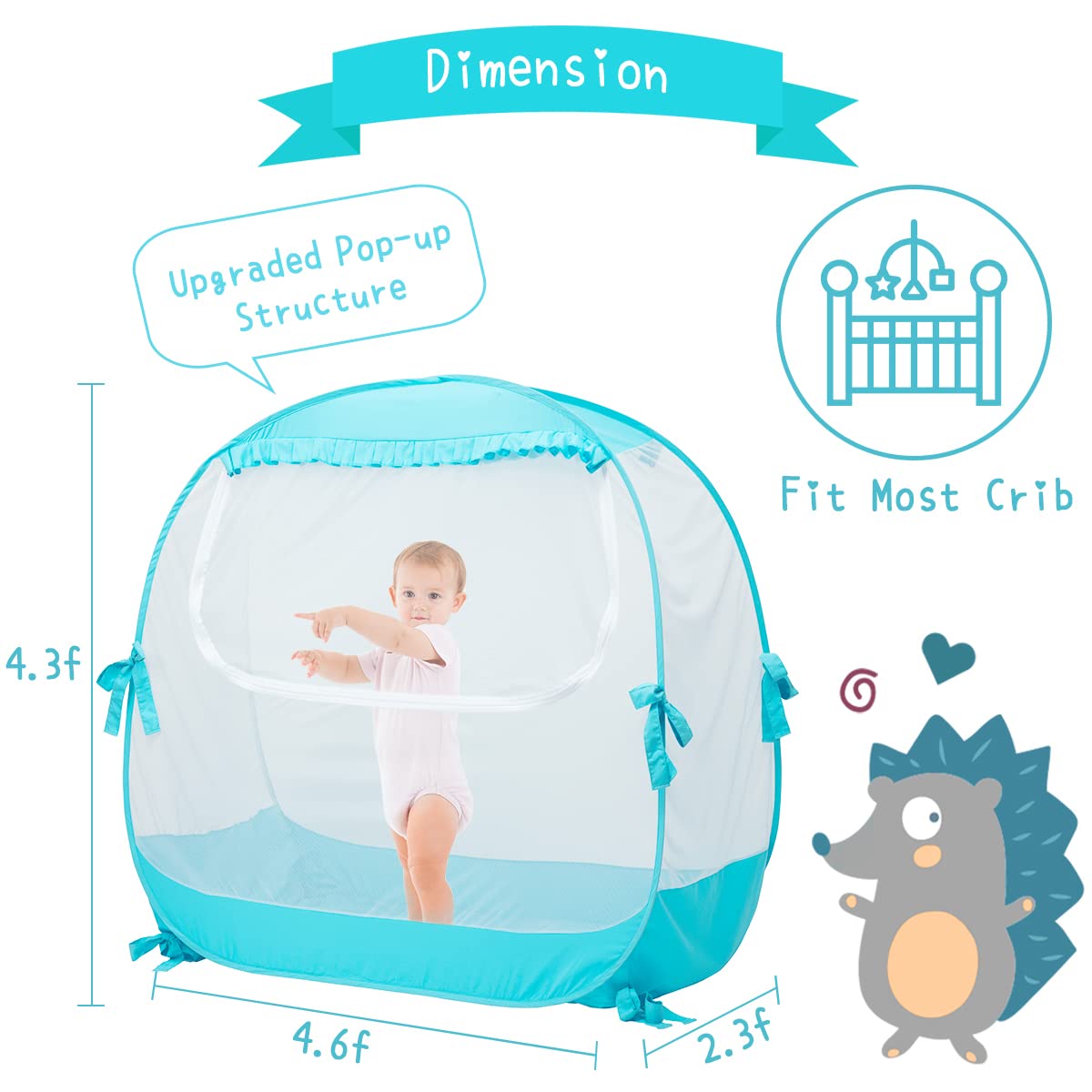 L RUNNZER baby pop-up tent inside view highlights breathable mesh and safe space