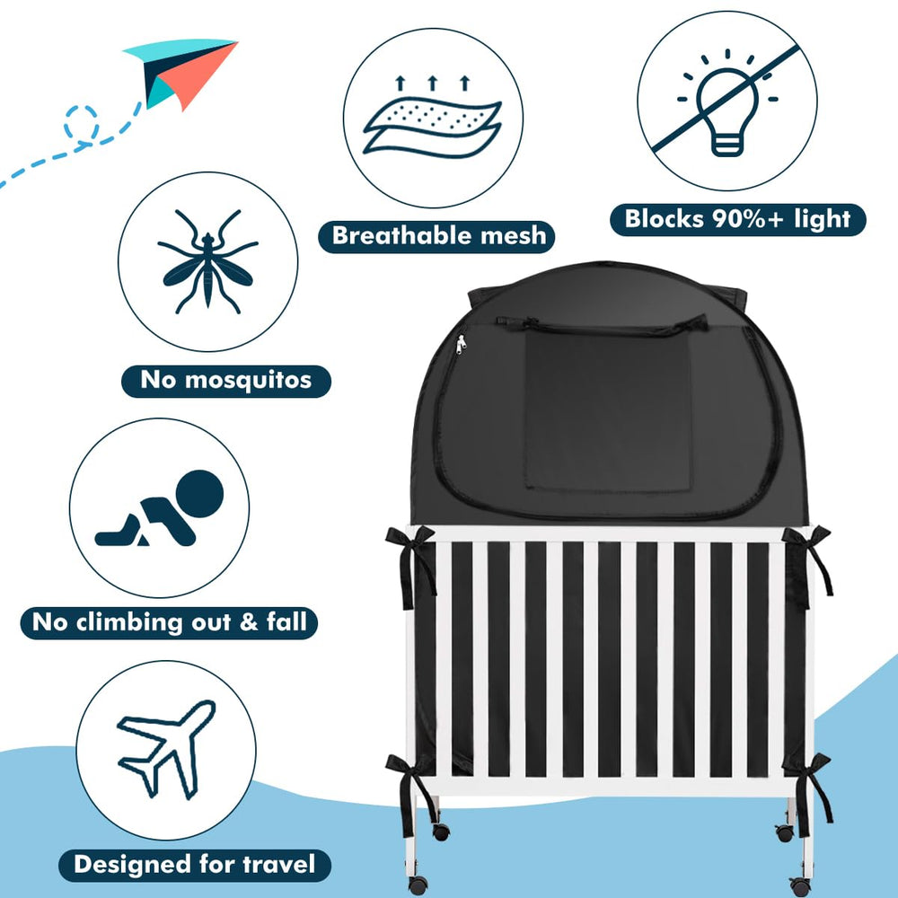 L RUNNZER Blackout Cover Mosquito Net Zipper enables easy mattress access.