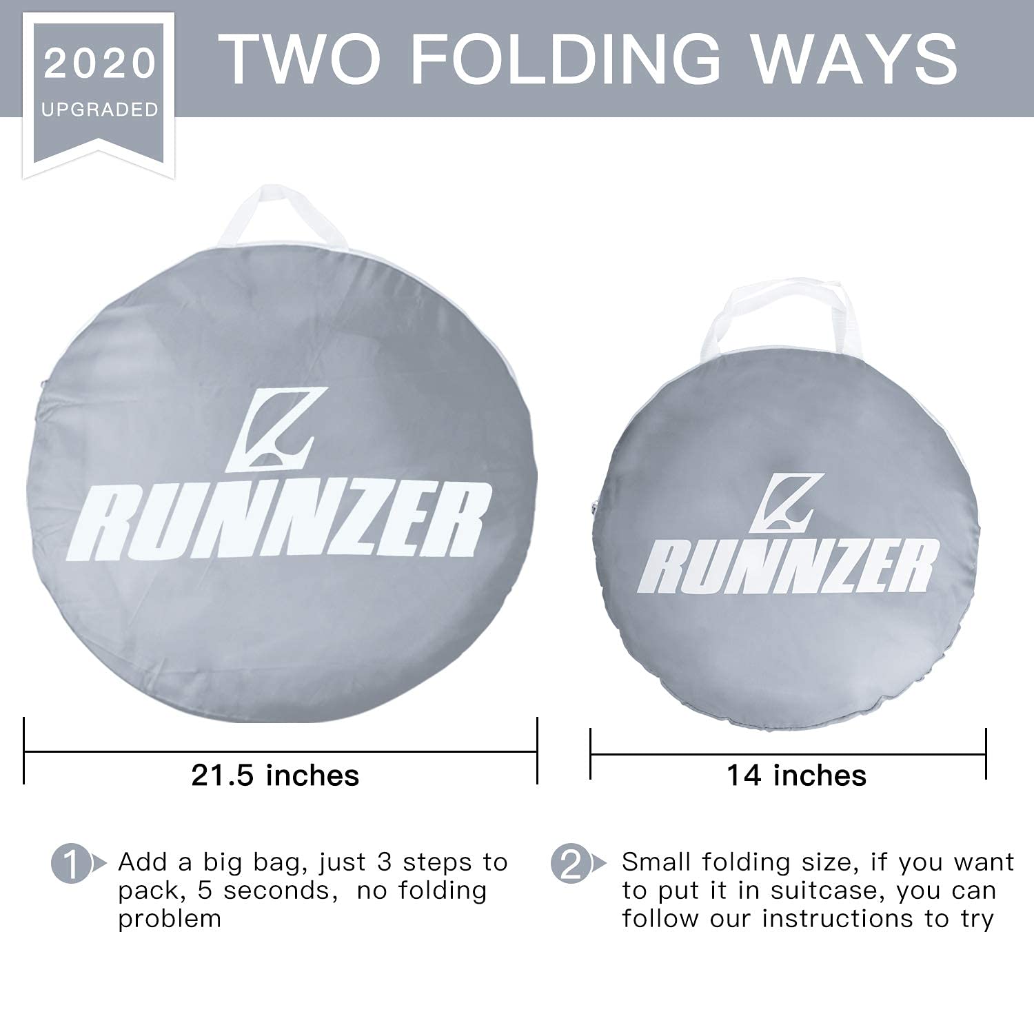 L RUNNZER crib tent compact packaging design for travel.