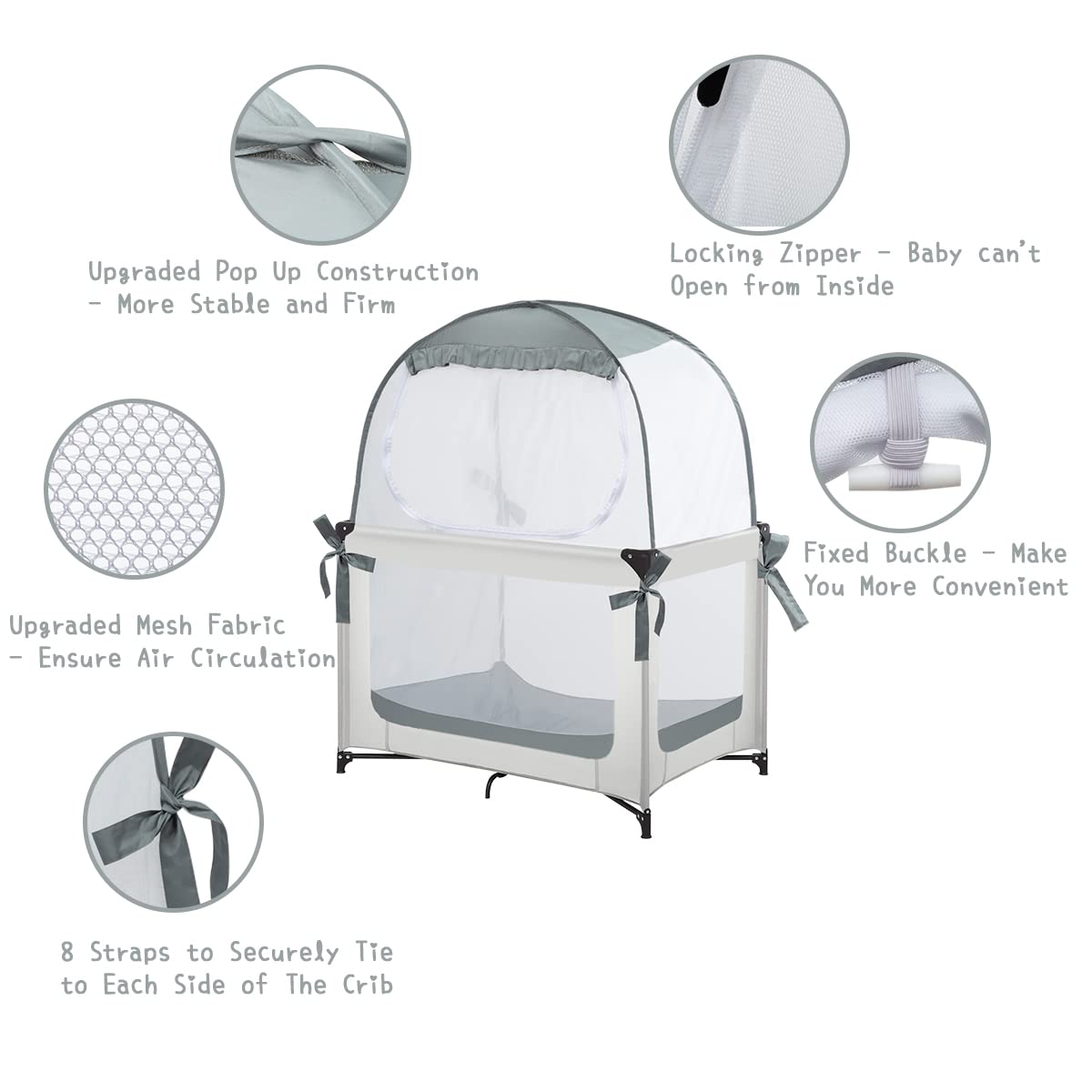L RUNNZER pack n play tent dense mesh blocks mosquitoes while staying breathable.