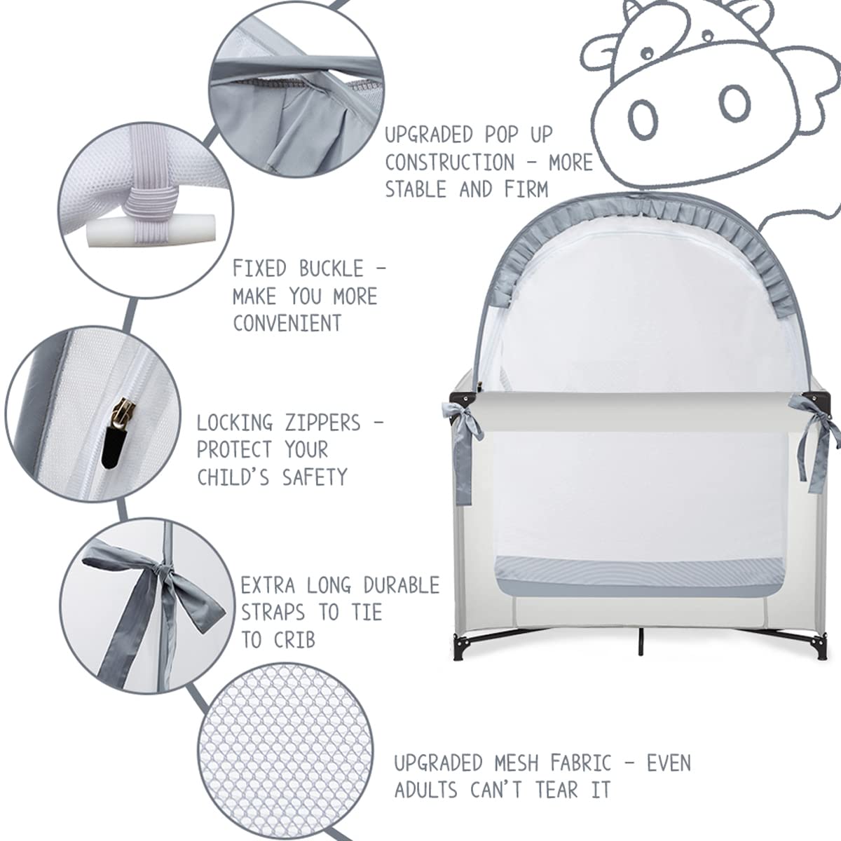 L RUNNZER Pack N Play Tent – mosquito-blocking mesh keeps mosquitoes away.