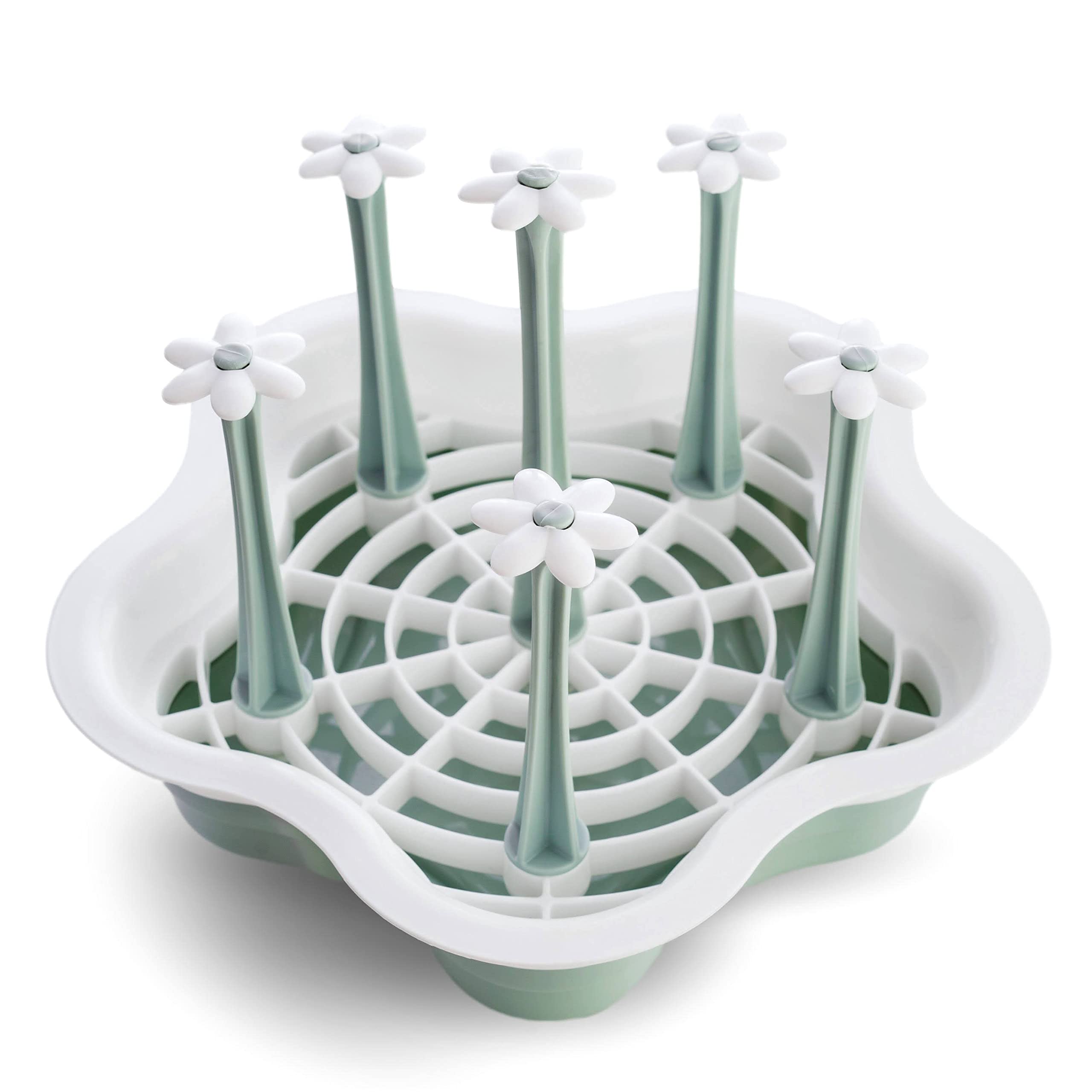 L-Wash drying rack with removable drain tray keeps counters tidy during drying