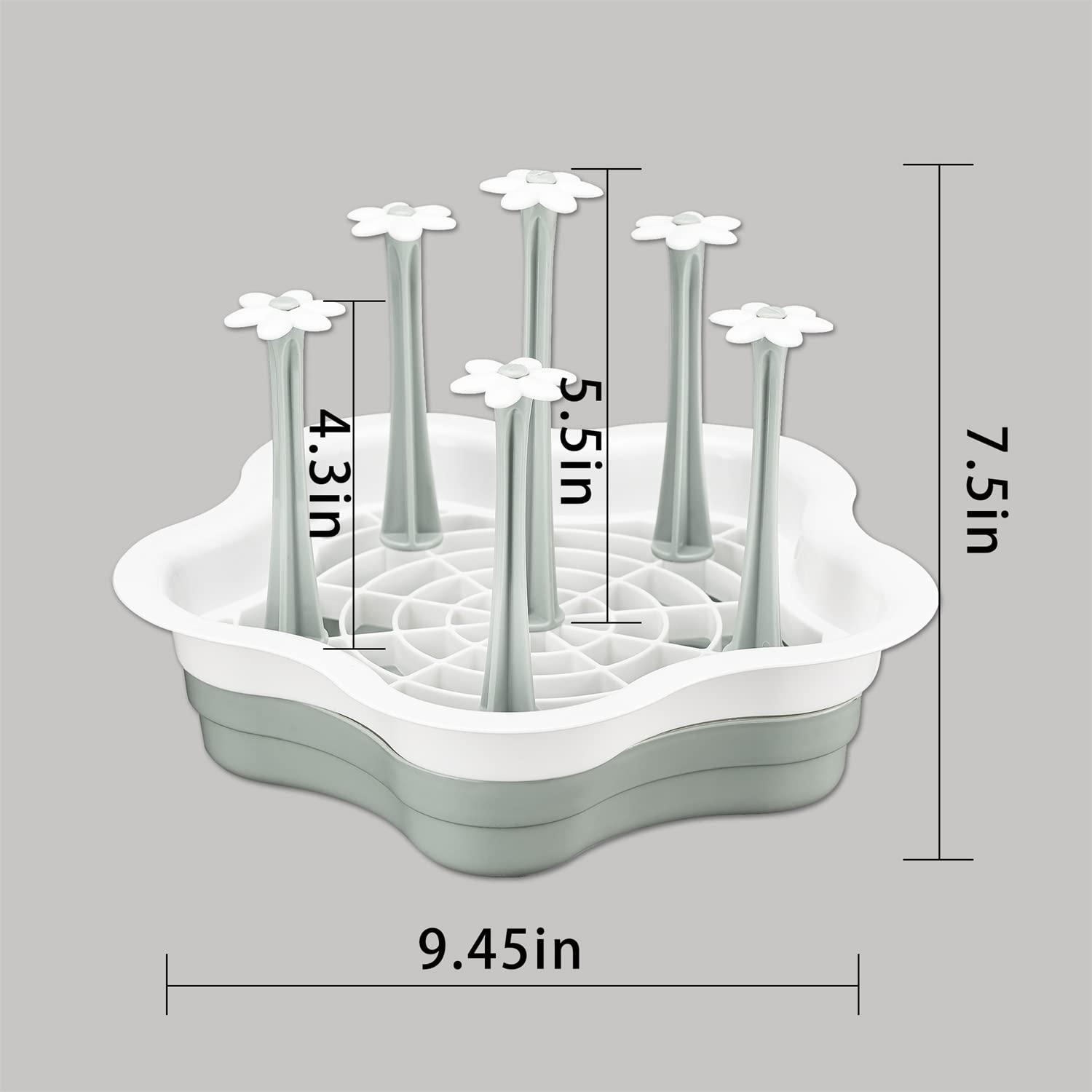 L-Wash drying rack shown with glasses and mugs for efficient air drying
