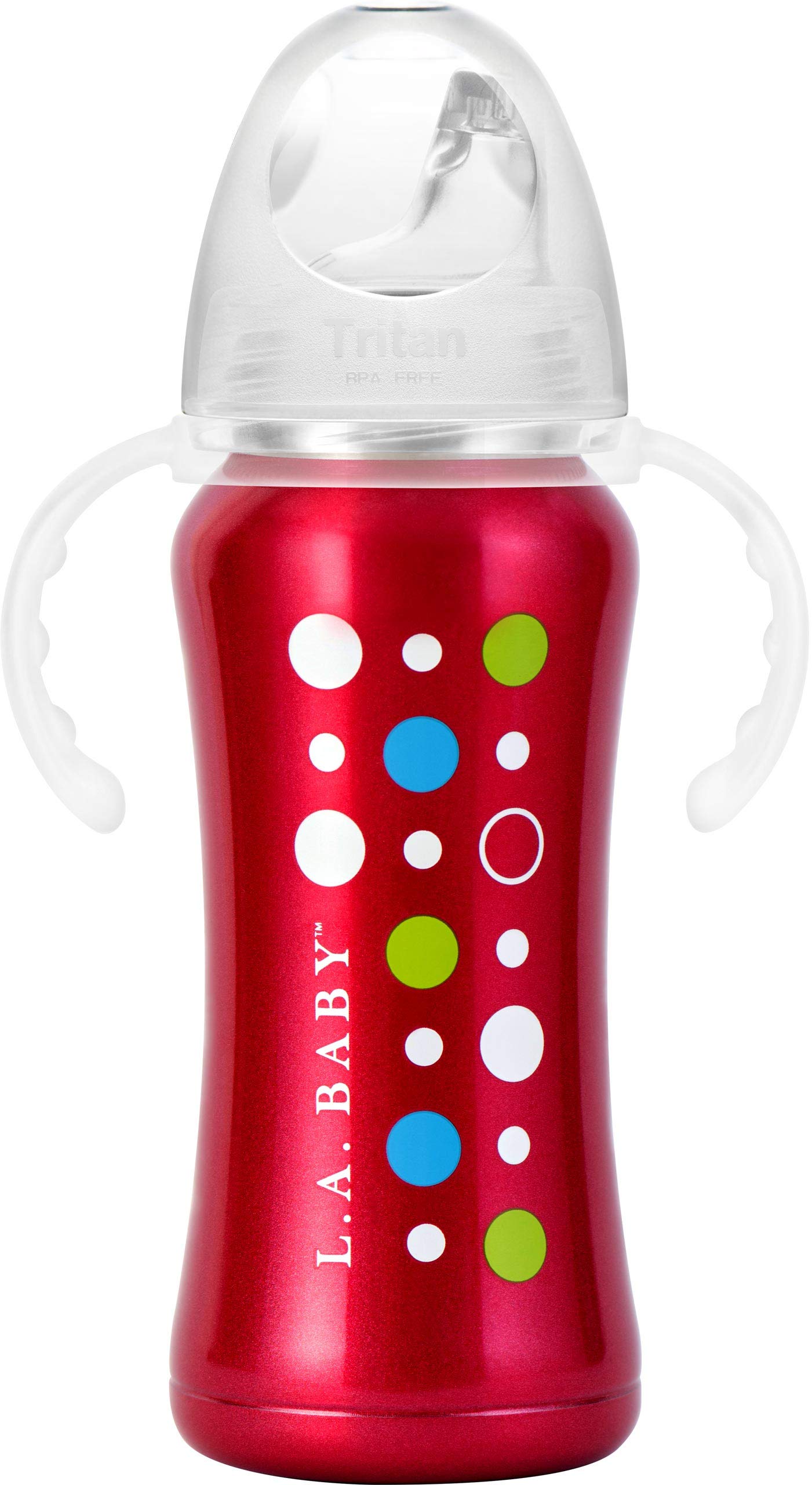 L.A. Baby anti-colic silicone spout for gentle transition.