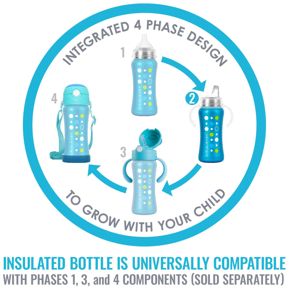 L.A. Baby Ultimate Stainless Steel Sippy Cup handle demonstrates toddler-friendly grip.