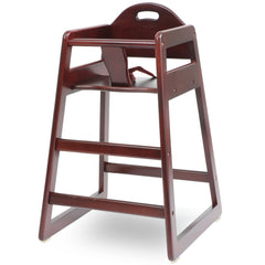 L.A. Baby wooden high chair base in cherry finish offers sturdy restaurant-grade seating at home.