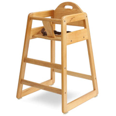 L.A. Baby wooden high chair with built-in hand hold for easy portability.