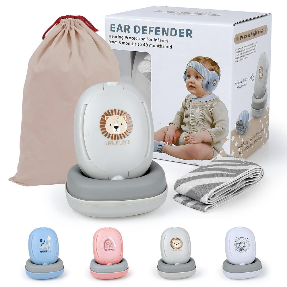 La ForFoir Baby Ear Defenders folded in a bag for travel-ready storage.
