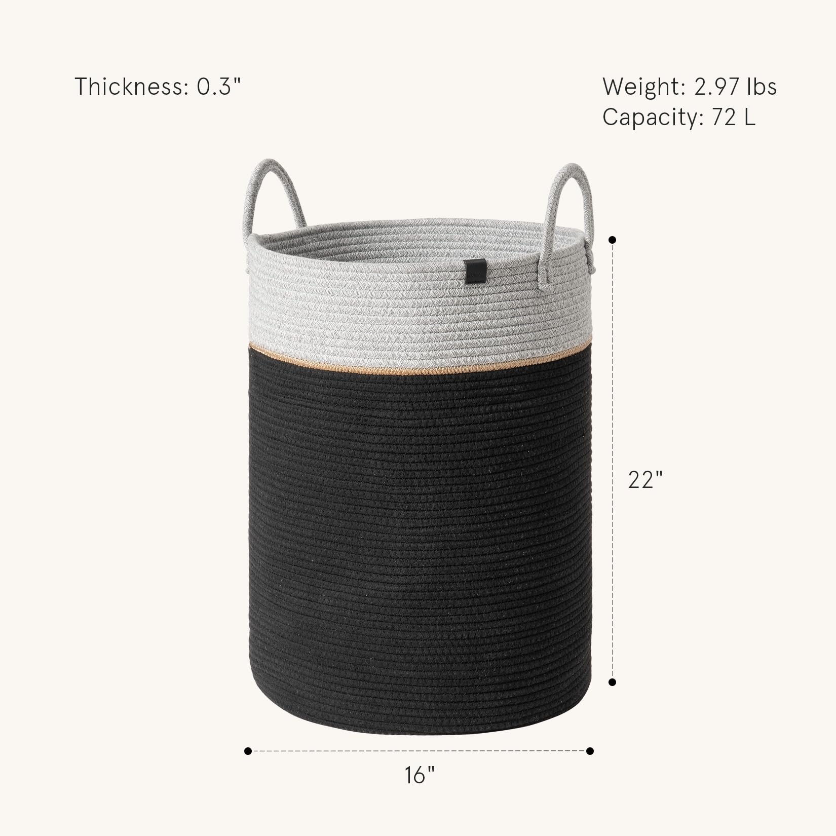 LA JOLIE MUSE 72-liter round laundry basket tidies rooms with ample capacity.
