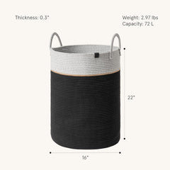 LA JOLIE MUSE 72-liter round laundry basket tidies rooms with ample capacity.