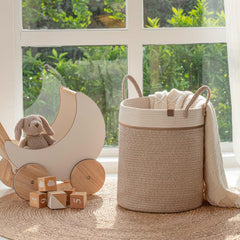 LA JOLIE MUSE basket-cotton-rope demonstrates large capacity for toys and towels