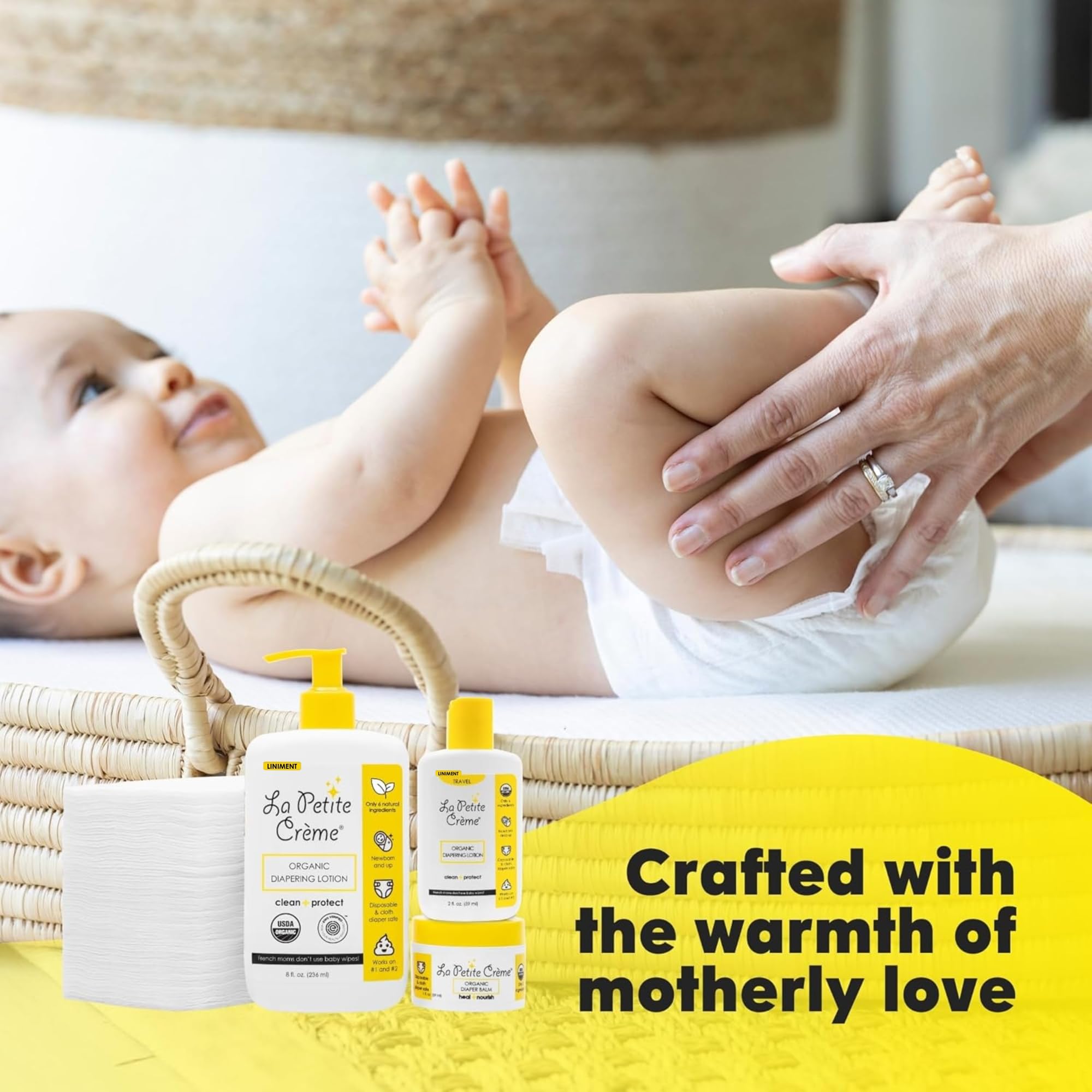 La Petite Creme 50 disposable cotton pads for easy, gentle diapering prep.