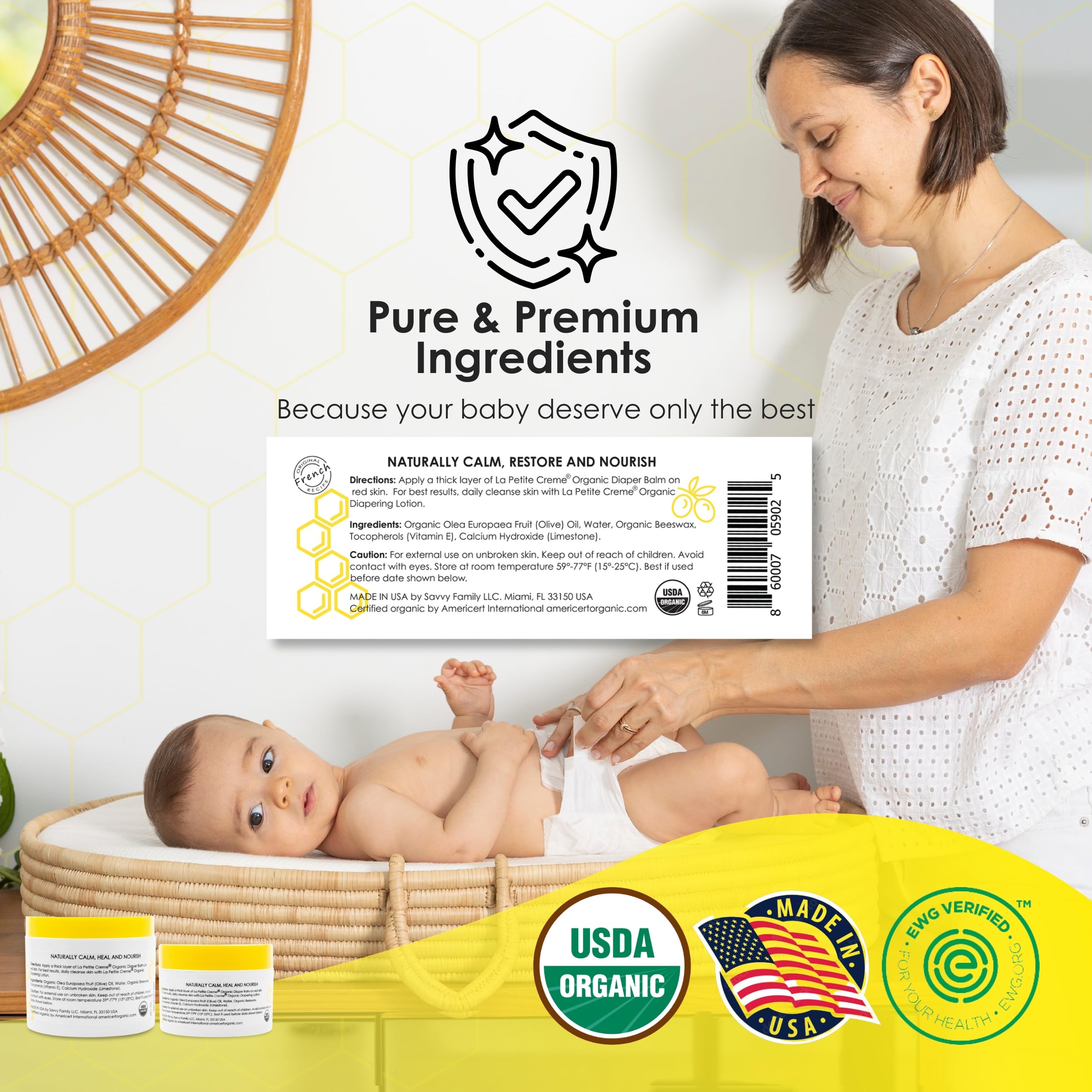 Brand identity: La Petite Creme showcases gentle, safe organic care for families.
