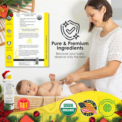 La Petite Creme organic certifications badge signals safe, certified ingredients for baby skin