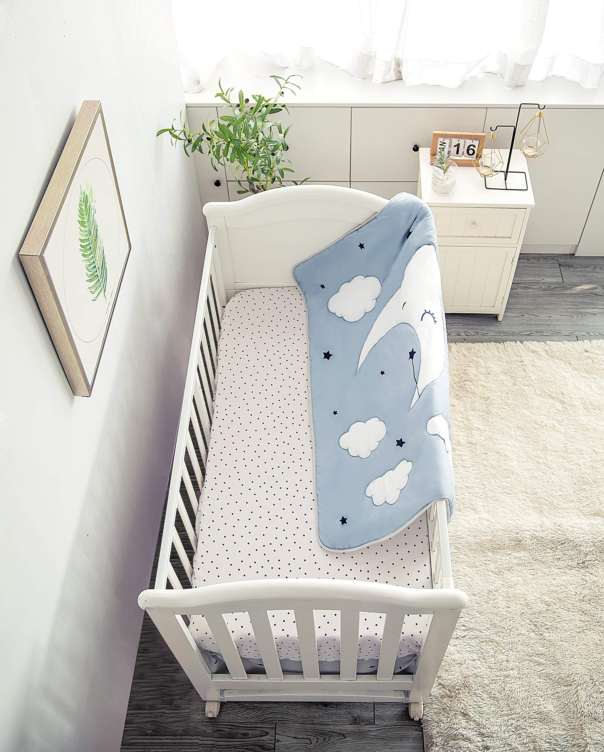 La Premura microfiber comforter texture highlights soft, durable warmth for baby layers.