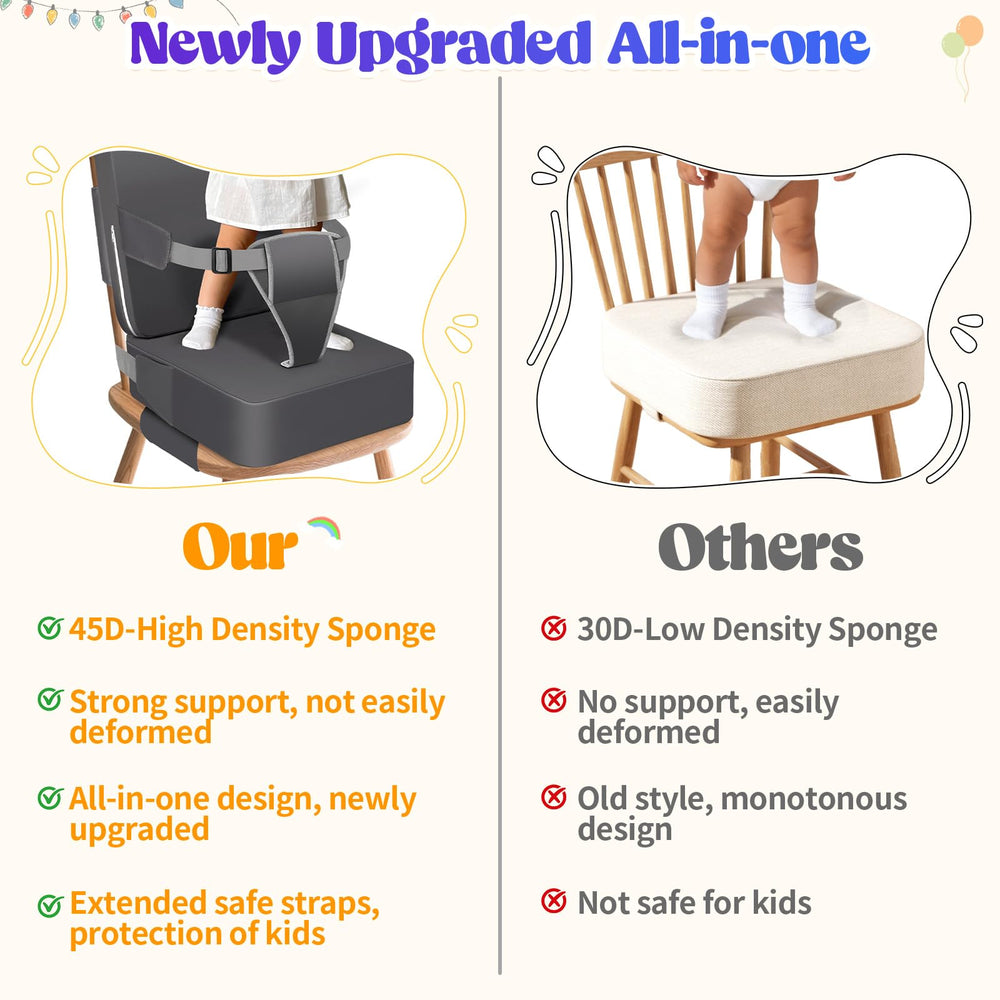 Laapee booster seat strap-assembly shows adjustable safety straps for secure fit